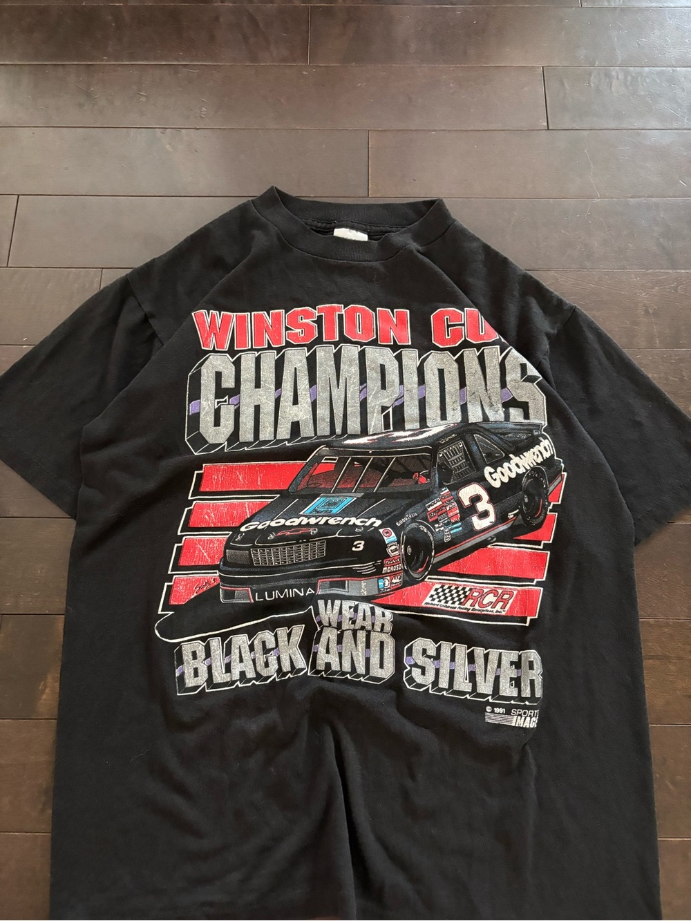 Vintage Winston Cup Champions Black Graphic Racing T-Shirt